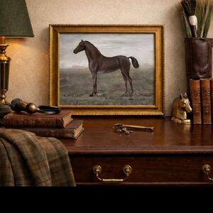 Elegant Horse Painting with Gold Frame